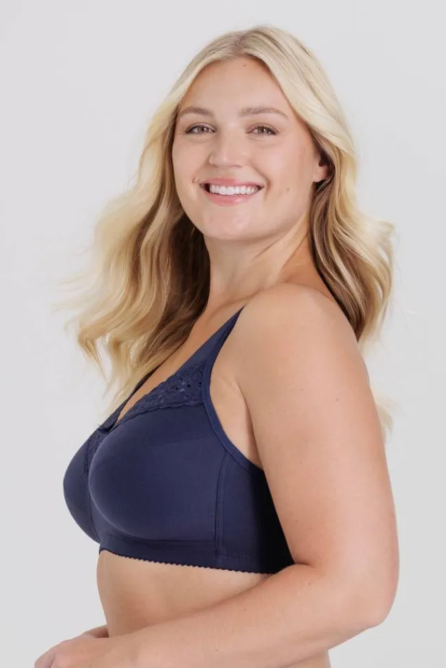 Miss Mary Bra|Non-Wired Bras|Broderie Anglaise bra Darkblue