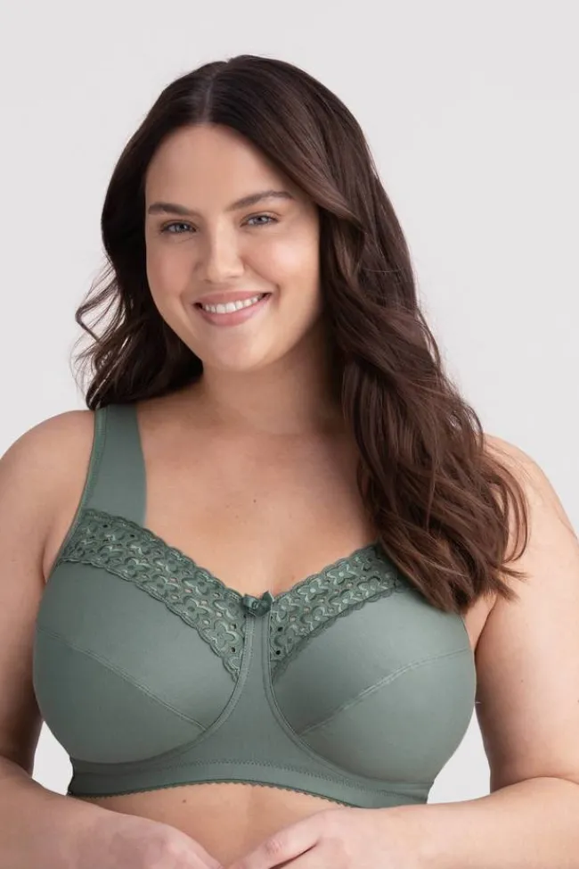 Miss Mary Bra|Non-Wired Bras|Broderie Anglaise bra Green