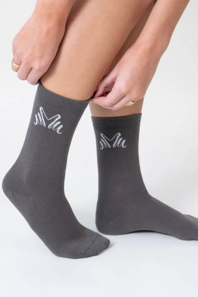 Miss Mary Socks & Stockings|Comfort Cotton Socks 2-pack DarkGrey