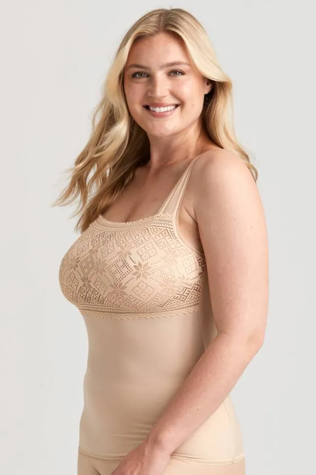 Miss Mary Tops|Cooling Underwear|Cool Sensation lace camisole Beige