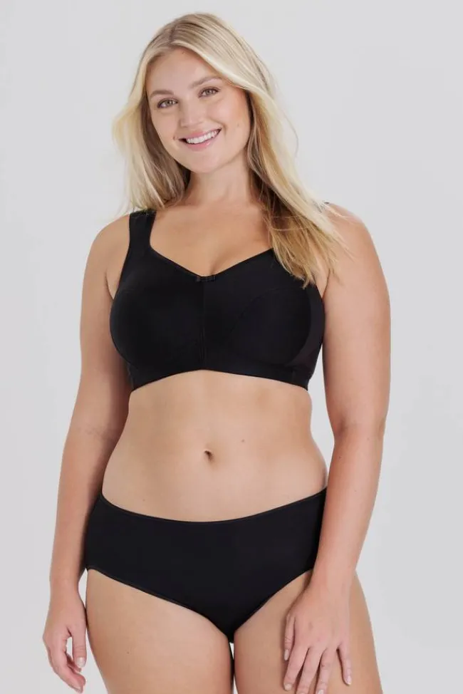 Miss Mary Bra|Non-Wired Bras|Cotton Divide bra Black