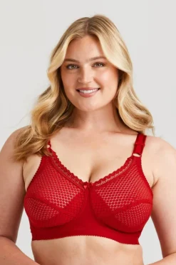 Miss Mary Bra|Non-Wired Bras|Cotton Dots bra Red