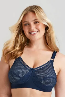 Miss Mary Bra|Non-Wired Bras|Cotton Dots bra Darkblue