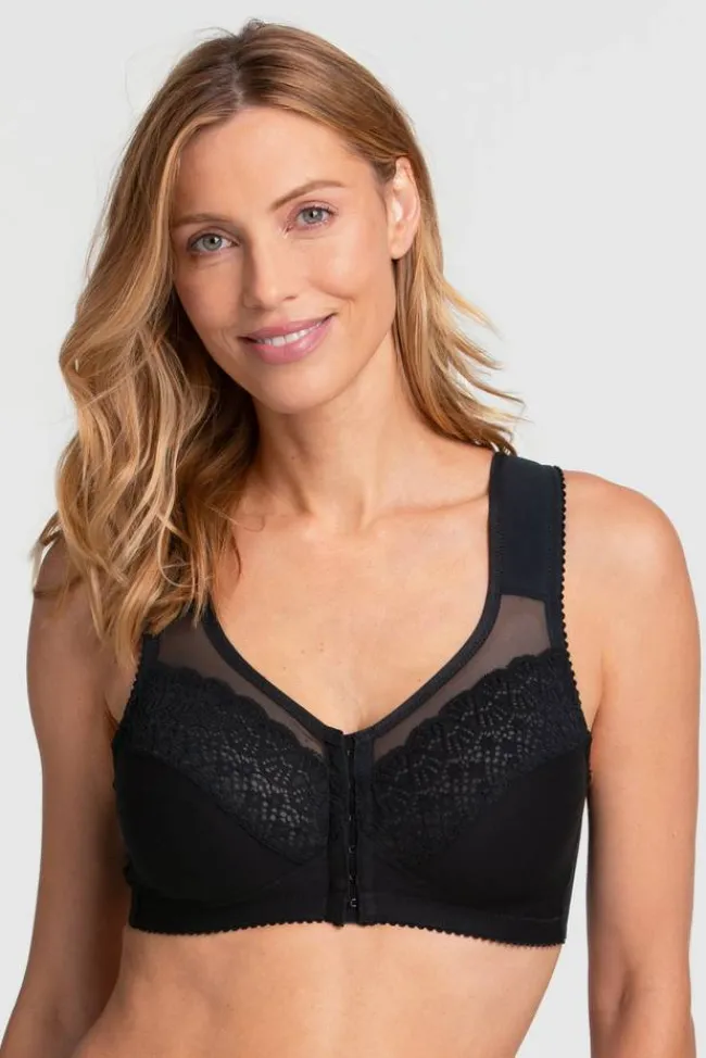 Miss Mary Bra|Non-Wired Bras|Cotton Ease front-closure bra Black