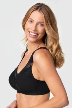 Miss Mary Bra|Non-Wired Bras|Cotton Ease front-closure bra Black