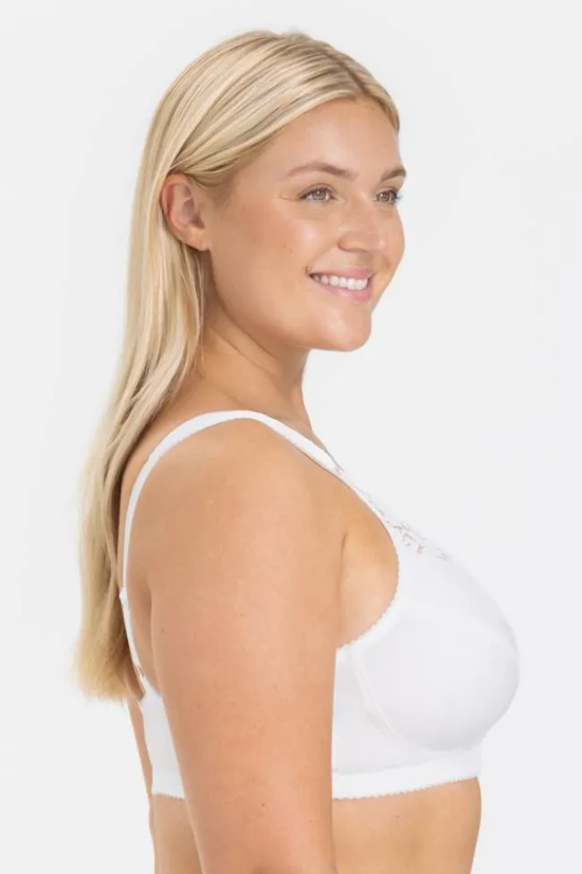 Miss Mary Bra|Non-Wired Bras|Cotton Lace front-closure bra White