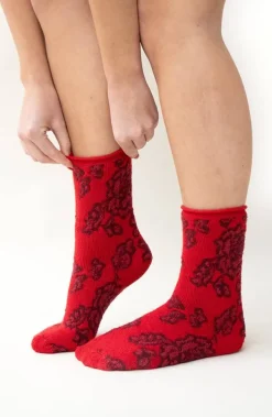 Miss Mary Socks & Stockings|Cozy fine-knit wool sock Red