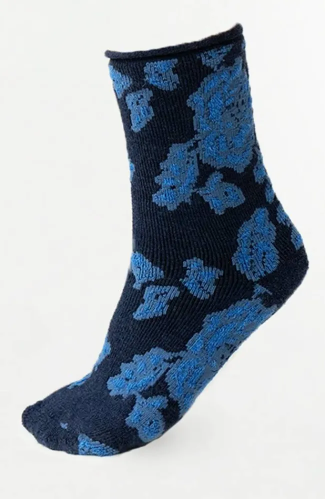 Miss Mary Socks & Stockings|Cozy fine-knit wool sock Darkblue