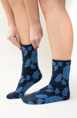 Miss Mary Socks & Stockings|Cozy fine-knit wool sock Darkblue