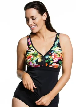 Miss Mary Swimwear|Hibiscus tankini Black