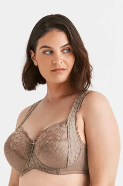 Miss Mary Bra|Underwired Bras|Jacquard & Lace bra Taupe