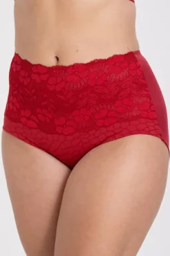 Miss Mary Panties|Jacquard & Lace panty girdle Red