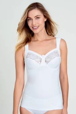 Miss Mary Tops|Lovely Lace camisole with built-in bra White
