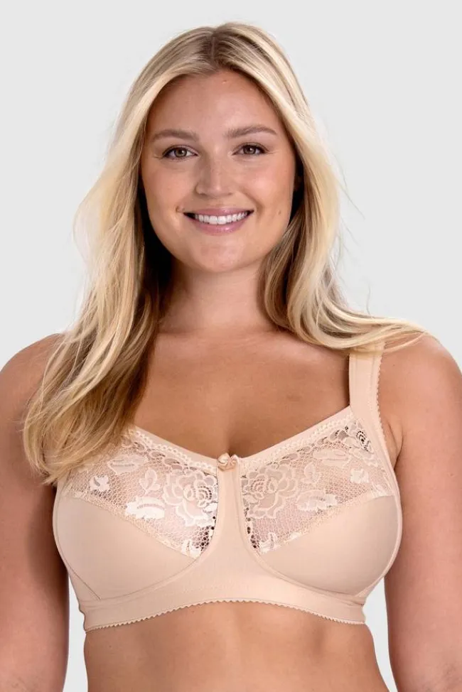 Miss Mary Non-Wired Bras|Cotton Bras|Lovely Lace Support bra Beige