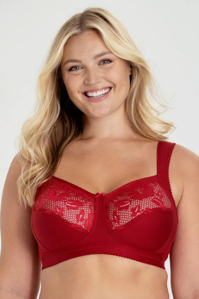 Miss Mary Bra|Non-Wired Bras|Lovely Lace Support bra Red