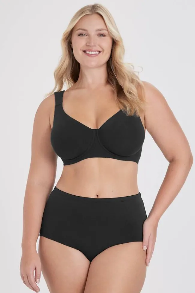 Miss Mary Bra|Underwired Bras|Organic Cotton t-shirt bra Black