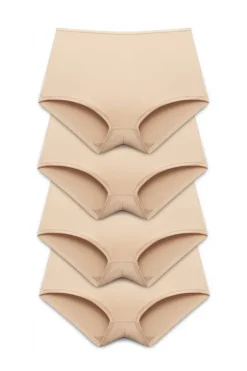 Miss Mary Panties|4-pack Basic boxer panty beige