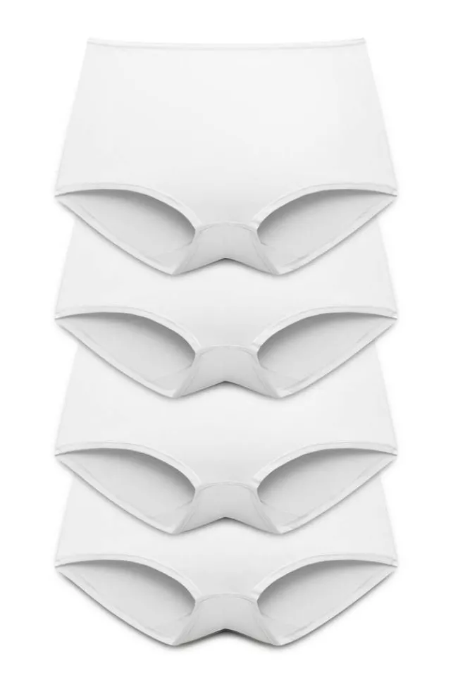 Miss Mary Panties|4-pack Basic Cotton boxer panty white