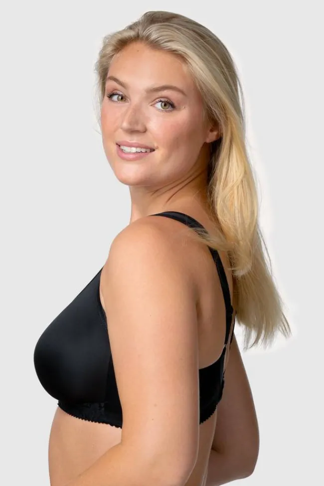 Miss Mary Bra|Non-Wired Bras|Smooth Lacy T-shirt bra Black